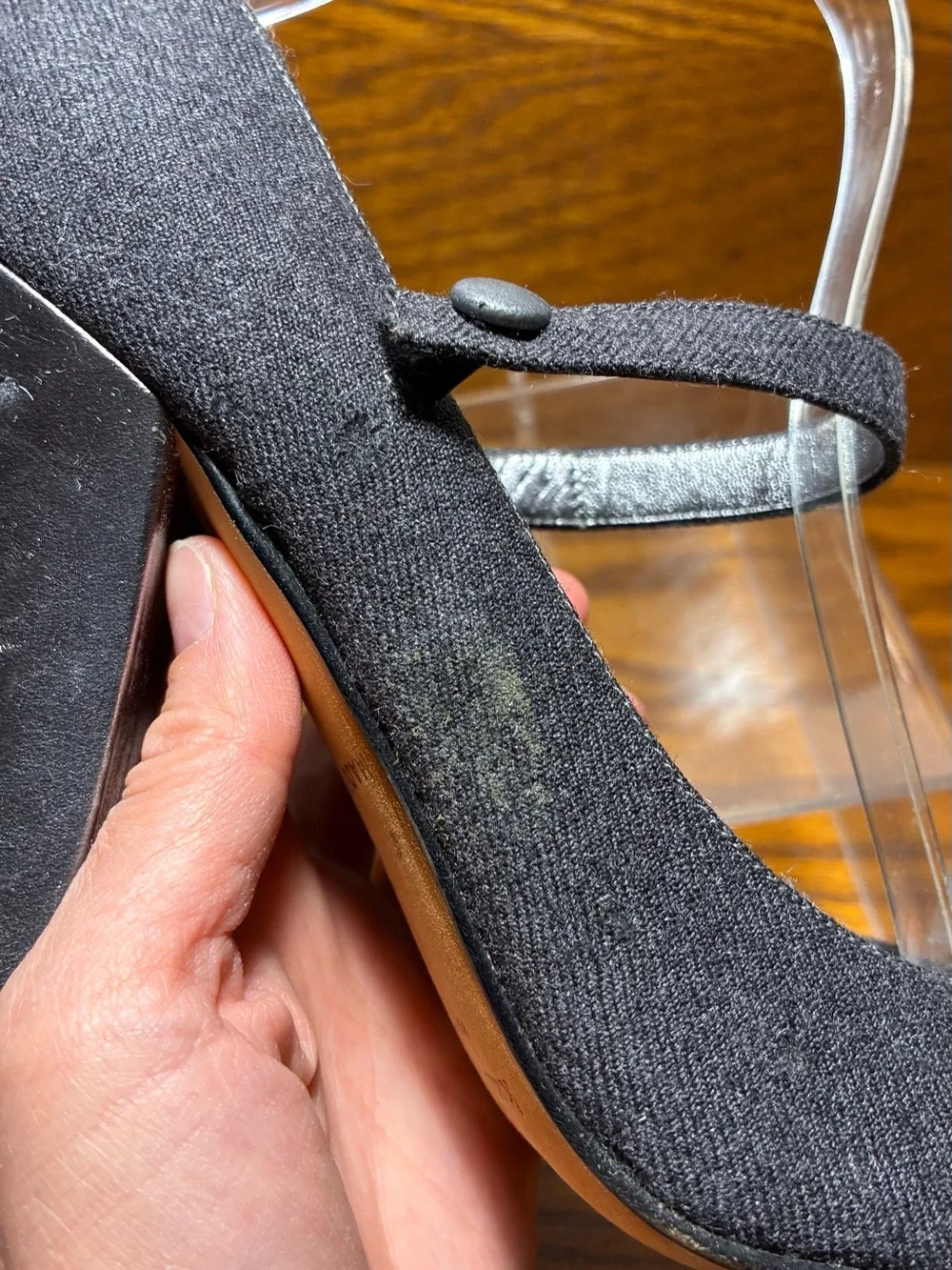 Kate Spade ITALY MADE Gray Wool Pewter Leather Mary Jane Cap Toe Heels Size 8